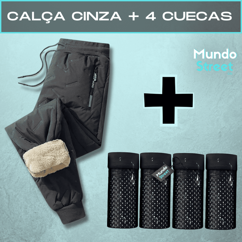 Calça Impermeável e Aveludada + 4 Cuecas Premium Respiráveis